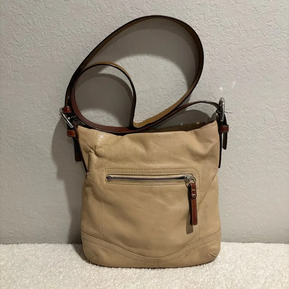 COACH N L0782-F10938 Leather Handbags Crossbody Tan w/Hazelnut Leather Strap